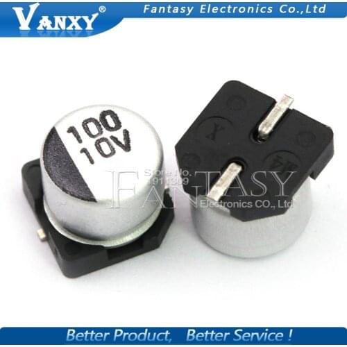 10PCS Electrolytic capacitor 10v100uf 6.3*5.4mm SMD aluminum electrolytic capacitor 100uf 10v