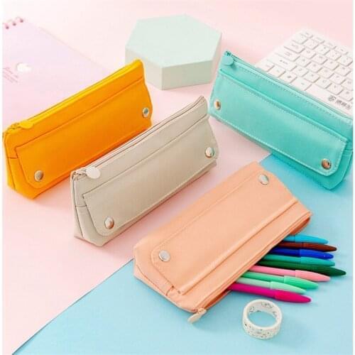 12 PCS Oxford Cloth Pencil Case Kawaii Student Stationery Box Pen Bag Pouch School Supplies White Pink Green Yellow Wholesale X2