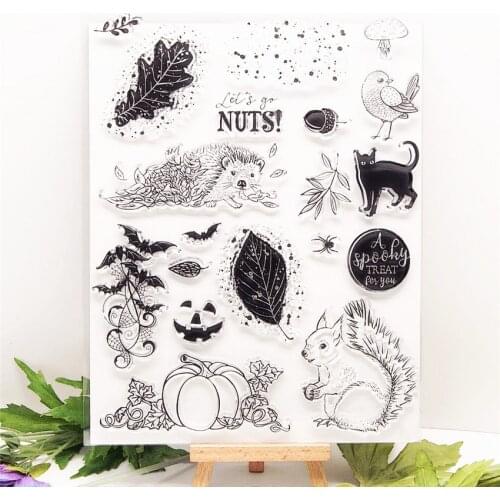 17.5x22.5cm Halloween Hedgehog TPR Transparent Silicone Rubber Clear Stamps cartoon Scrapbooking/DIY Easter wedding album