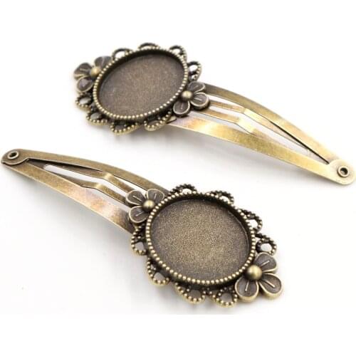 20mm 5pcs High Quality Bronze Plated Copper Material Hairpin Hair Clips Hairpin Base Setting Cabochon Cameo J5-21