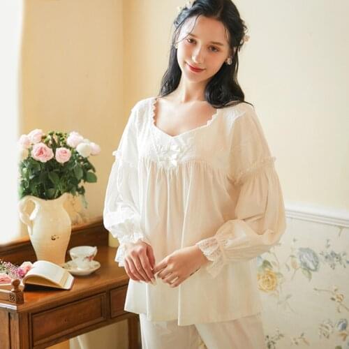2020 Cotton Solid Pajamas Long Sleeve Pyjamas Women Sexy Pijama Mujer Loungewear Home Clothes Sleep Set