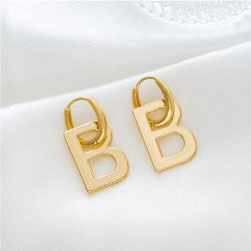 Fashion ins style B letter drop earring for women girls luxury chic Geometric Gold Silver Color elegant simple Earrings Gifts
