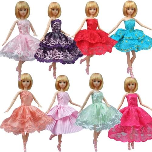 Free shipping 5sets/lot Handmade fashion short dress For Barbie Doll dress baby girl birthday new year present for kids