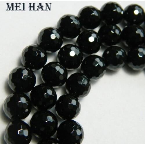 Freeshipping Meihan 4mm & 6mm & 8mm natural black agate faceted round Loose beads for jewelry DIY making design or DIY