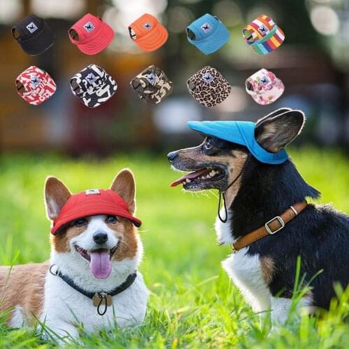 Dog Baseball Caps Summer Pet Hat with Ear Holes for Small Medium Large Dogs Outdoor Adjustable Sun Visor Hat Pet Accessories