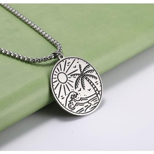 COOLTIME Stainless Steel Circular Pendant Necklace Fashion Necklaces for Women Statement