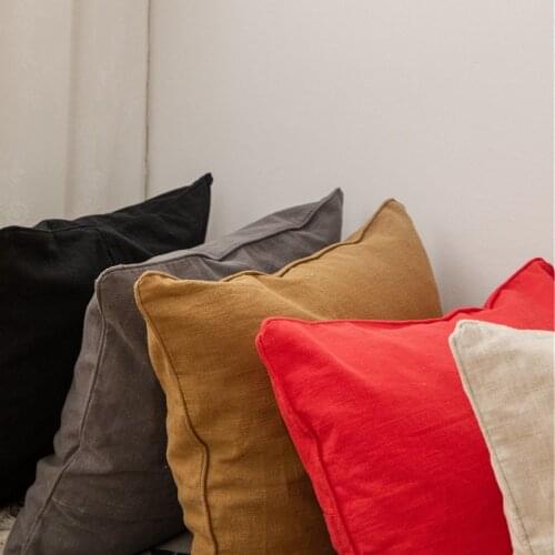 Cozy Solid Color Cushion Cover Cotton Linen Pillow Cover 45*45 Nordic Living Room Sofa Decorative Pillows Decor Home Decoration