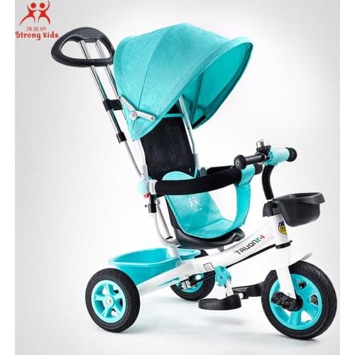 Child Tricycle Stroller Folding Three Wheels Stroller Bicycle Rotating Seat Baby Car Convertible Handle Free-inflation Wheels