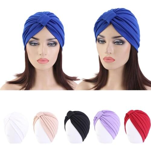 Women Hair Loss Hat Head Scarf Turban Cap Hijab Muslim Cancer Chemo Hat Cover Wrap Islamic Bonnet Pleated Skullies Beanies Cap