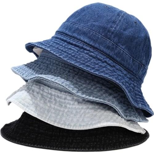 Denim Bucket Hat Men Women Hip Hop Panama Visor Cap Outdoor Hiking Fishing Summer Sun Bob Cowboy Beanie Canvas Protection Hat
