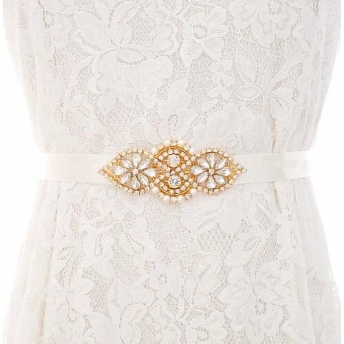 SESTHFAR Crystal Bridal Belt Hand Pearls Beaded Wedding Belts Rhinestones Bridal Sash For Wedding Dresses