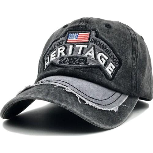 Washed Cotton HERITAGE Baseball Cap American flag Snapback Hat Men Women Fitted Caps Casual Letter Casquette gorra hombre bone