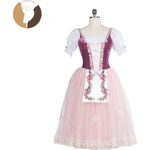 FLTOTURE AT1287 Classical Romantic Tutu Skirt Velvet Bodies 5 Layes Long Skirts The Unchained Daughter Costumes Dance Long Dress