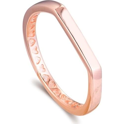 Rose gold Sparkling bar stacking ring Sterling Silver Jewelry Fashion Wedding Rings for Women Stackable Style Girls Ring Jewelry