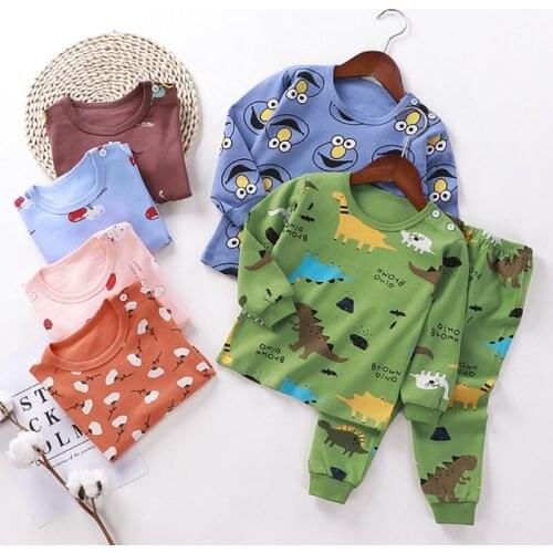 2Pcs Baby Kids Pajamas Sets Cotton Boys Sleepwear Suit Autumn Girls Pajamas Set Long Sleeve Pajamas Tops Pants Children Clothing
