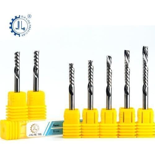 JIALING 3.175mm 1pc Down cut one flute cnc carbide end mill wood milling cutter cnc bits