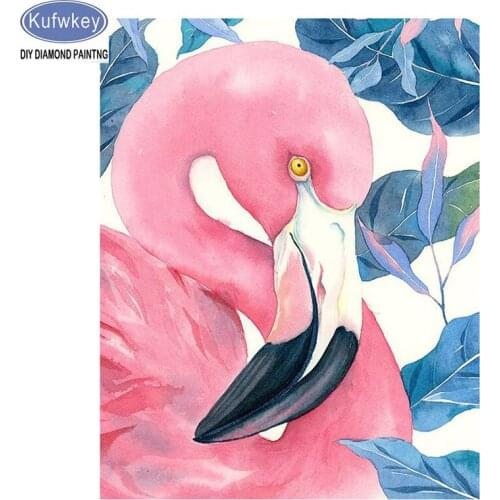 KUFWKEY 5d DIY diamond mosaic flamingos bird diamond embroidery mosaic diamond painting animal wall sticker New hot N74