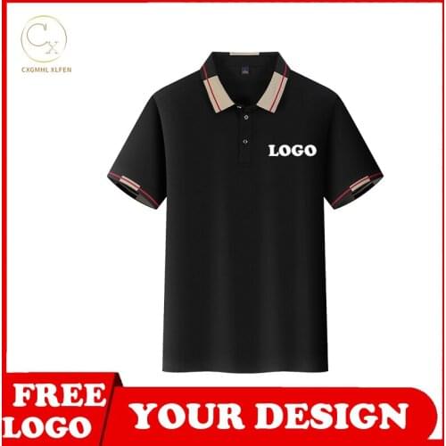 Summer men and women can wear 7-color polo shirts, custom logos, casual short-sleeved lapel prints, DIY brand text