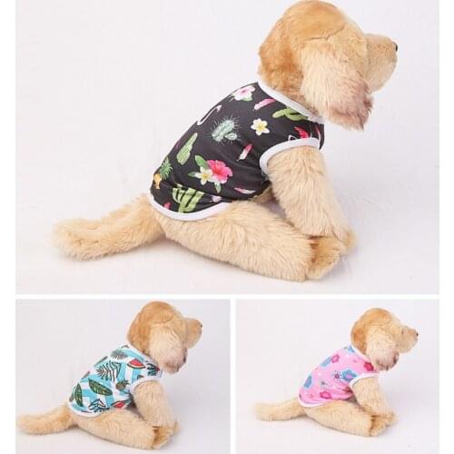 Summer Pet T-shirt Fluff Thin Dog Shirts Cute Printed Sleeveless Puppy Shirt Leisure Cat Vest Clothes for Large Dogs