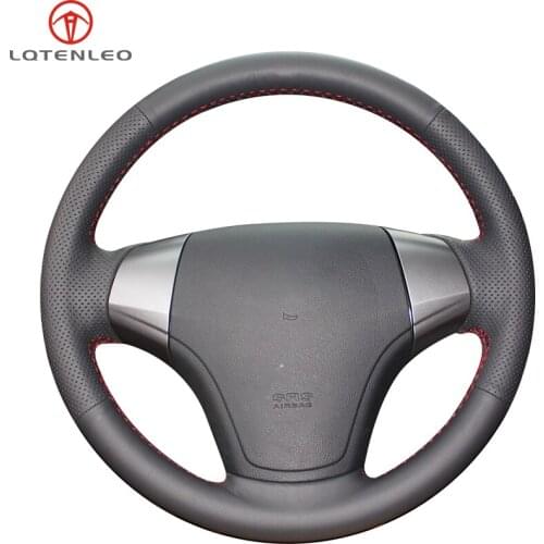 LQTENLEO Black Artificial Leather Hand-stitched Car Steering Wheel Cover For Hyundai Elantra 2007 2008 2009 2010