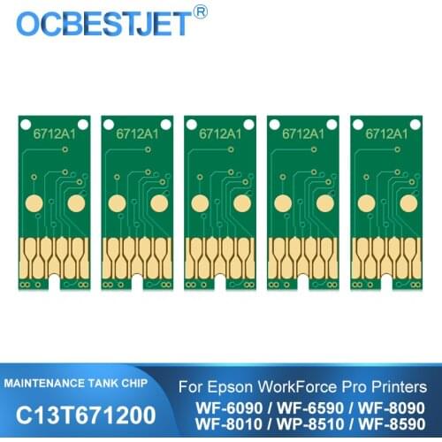 3 Pieces T6712 Waste Ink Maintenance Tank Chip For Epson WorkForce Pro WF-6090 WF-6590 WF-8090 WP-8010 WP-8510 WF-8590 WF-R8590