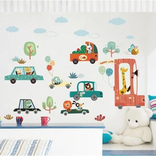 Cartoon Cars Wall Stickers Kids Room Living Room Home Decor Kindergarten Car Poster DIY Art Mural Waterproof