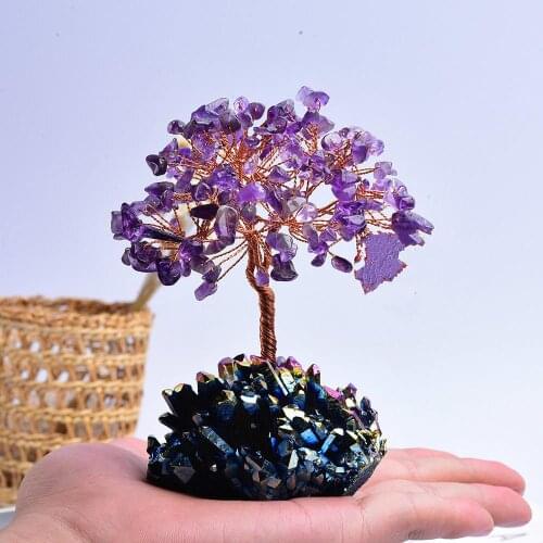 Natural Original Cluster Crystal Tree Energy Stone Lucky Tree Wealth Money Tree Ornaments Wealth Luck Feng Shui Ornaments