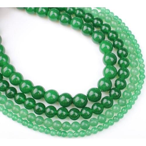 Natural Green Agate Loose Beads Natural Semi-precious Round Beads Christmas Jewelry DIY Beads For Necklace Bracelet 4 6 8 10mm