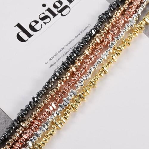4-10mm Plating Small Stone Spacer Loose Beads Natural Hematite Stone for Jewelry Bracelet Accessories Making 1Strand 15in