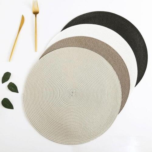 Non-slip Kitchen Placemat Coaster Insulation Pad Dish Mat Round Decor Big Style Coffee Home Woven Cup Table Nordic 38cm E4L9