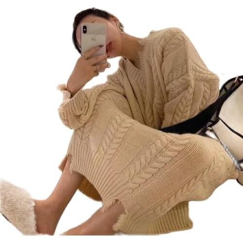 New Sweater Woman 2021 Over-The-Knee Sweater Dress Women Loose And Thick Autumn And Winter New Korean Fashion Knitted Dress