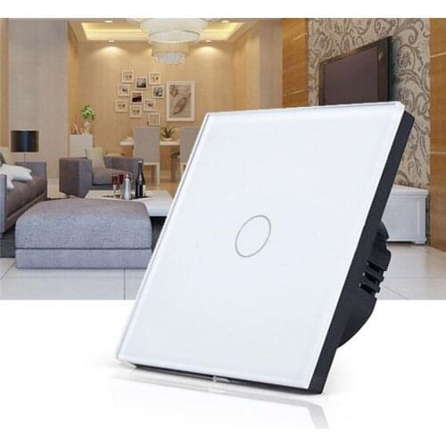 NEW arrival EU Standard Switch Wall Touch Switch Luxury White Crystal Glass, 1 Gang 1 Way Switch, AC 220-250 C701-11/2/3/5