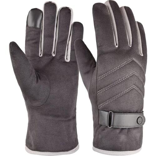 New Autumn and Winter Mens Suede Warm Gloves Wholesale Arrow Thickened Windproof Riding Gloves