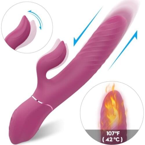New Heatable Dual G Spot Vibrator for Women Sex Toy Rabbit Vibrator Vaginal Clitoral Massager Female Masturbator