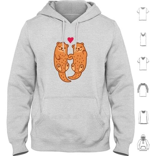 Otterly Adorable Hoodies Long Sleeve Otter Cute Significant Otter Couple Cartoon Love Holding Hands