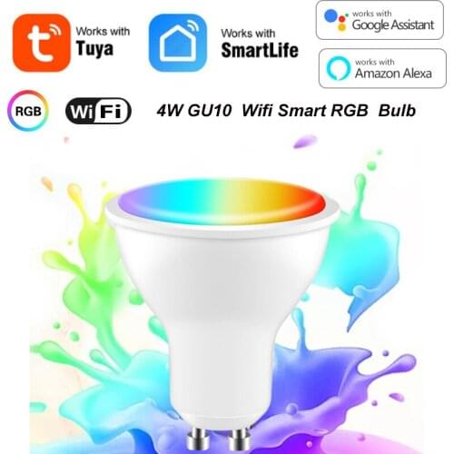 Tuya GU10 Smart Wifi LED Light Bulb Smart Life/Tuya App Remote Control RGB 4W Smart Lamp Support Alexa Google Home Voice Control
