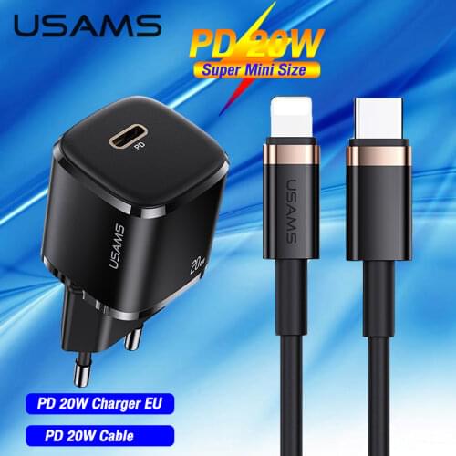 USAMS 20W GaN Charger For iPhone 12 12 Pro Max iPad Pro PD Fast Charging Portable Phone Charger For IPhone 12 mini Phone Charger