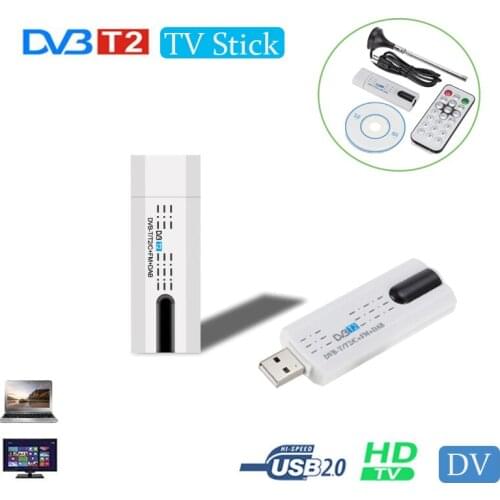 USB 2.0 TV Stick Digital DVB-T2 DVB-T DVB-C HDTV Receiver With Antenna Remote Control TV Tuner Stick For Windows PC tv Dongle
