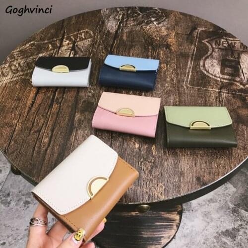 Wallets Women Patchwork Simple Ins Students PU Leather Foldable Womens Mini Bags Card Holders Multifunction Ulzzang Money Bags