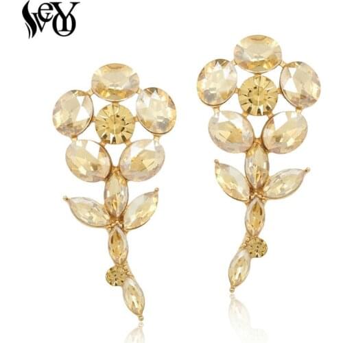 VEYO Full of Crystal Earrings For Women Stud Earrings Flower Shape High Quality Brincos Pendientes