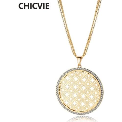 CHICVIE Gold/Silve Chain Necklace Pendant Display Women Stainless Steel Jewelry Necklace For Womens Statement Necklace SNE170035