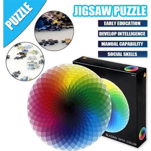 1000 pcs/set Colorful Rainbow Round Geometrical Photo Puzzle Adult Kids DIY Educational Reduce Stress Toy Jigsaw Puzzle Paper