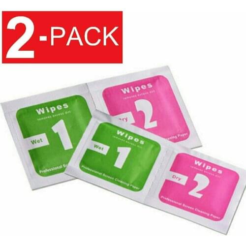 2-Pack Camera Lens LCD Phone Screen Dust Removal Dry Wet Cleaning Cloth Wipes