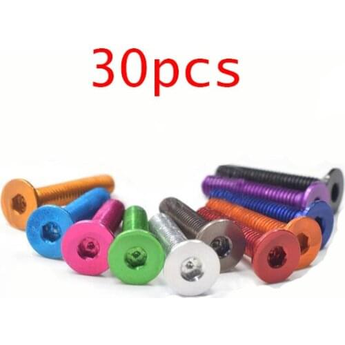 30Pcs 7075 Aluminum Screw M3*6/8/10/12/14/16/18 Aluminum Hex Socket Flat Head Screw for RC Airplane/Boat/Car Model