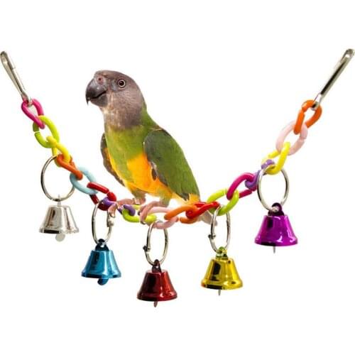 32cm Acrylic Pet Parrot Toys Bird Bell Ringer Hanging Swing Cage Toys For Parrot Cockatiel Parakeet Pet Bird Supplies