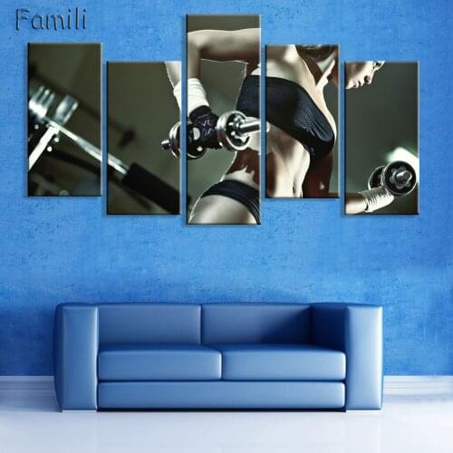 5pcs Wall Art Poster Bodybuilding Exercise Fitness Sports Painting Canvas Printing Unframed Modular Pictures,canvas picture