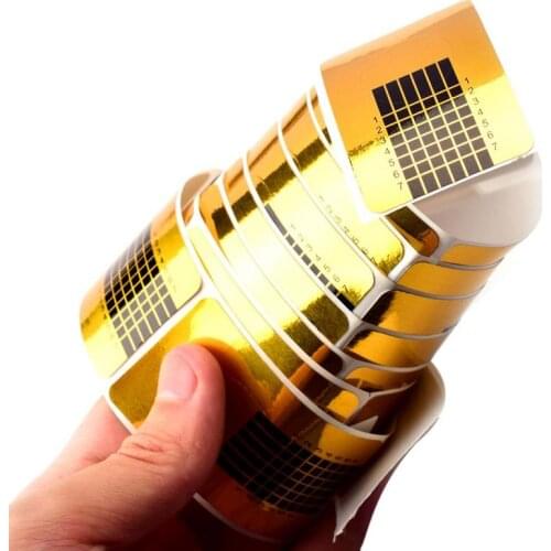50PCS Golden Nail Art Sculpting Guide Sticker Nail Art Forms Nails Gel Sticker Nail Pololish Guide Extension Tools