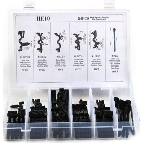 54PCS Assorted Car Rivet Retainer Screw Fastener 6Sizes Clip Nail Automotive Fastener with Rivet Nail Auto Fastener Tools