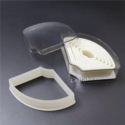 7pcs/set) Flat Edge Fan-shape Nylon Plastic cookies mold sandwich chocolate fondant cutter for DIY kitchen cooking tools