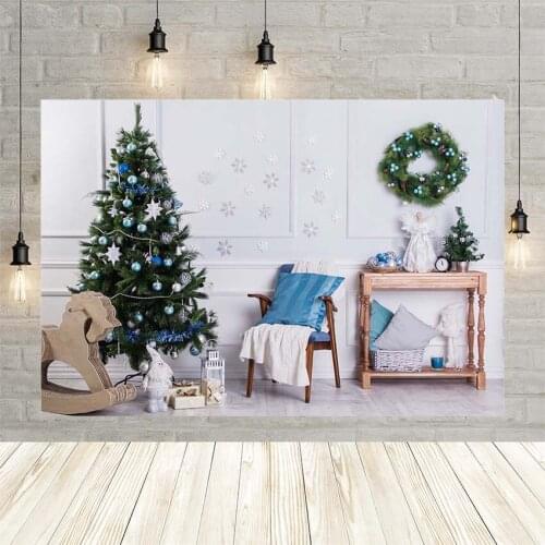 Avezano Winter Christmas Tree White Wall Garland Horse Lantern Party Baby Decoration Backdrop Photo Background Custom Studio